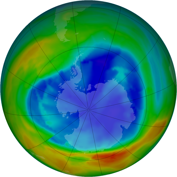 Antarctic ozone map for 18 August 2007